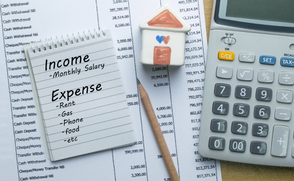 income and expenses sheet stock image