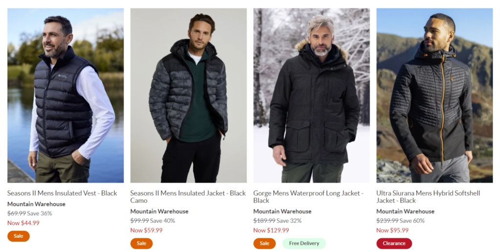 mountain warehouse website product images 